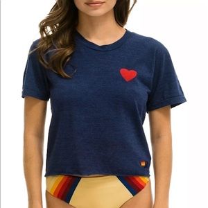 NWT Aviator Nation Heart Embroidered Tee